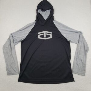 TapOut Lightweight Pullover Hoodie Mens Large L Black Gray Polyester Thumb Holes